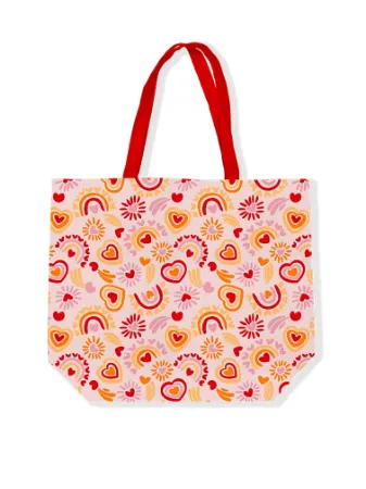 Canvas tas met romantische liefdevolle illustraties