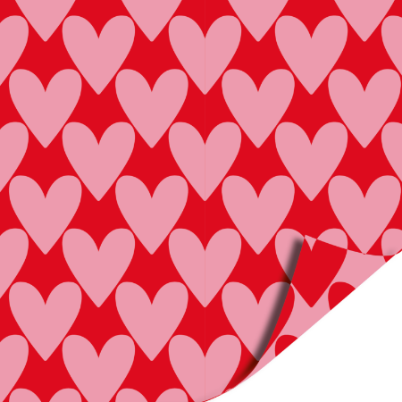 Afbeeldingen van KP® Cadeaupapier 40cm 100m - Hartjes XL roze/rood