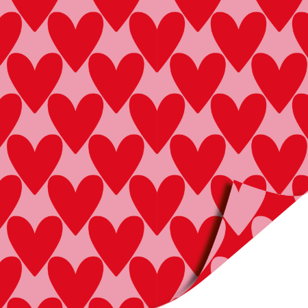 Afbeeldingen van KP® Cadeaupapier 50cm 100m - Hartjes XL roze/rood