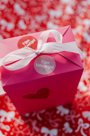 roze en rode ronde sticker met fijne valentijn