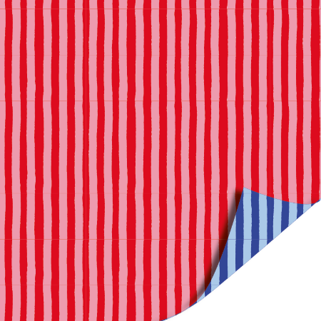 Afbeeldingen van KP® Cadeaupapier 50cm 100m - Soft Stripe (blue/red)