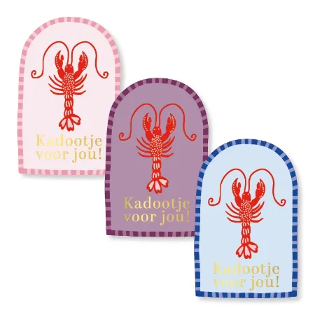  Kadootje voor jou + lobster, 3 soorten stickers