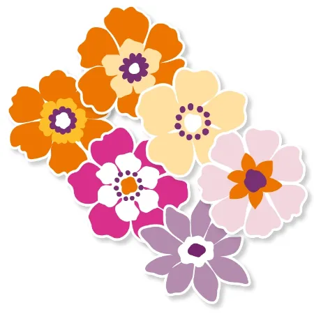 Zomerbloemen 6 soorten stickers - zomerstickers