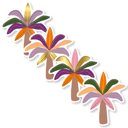 Palmbomen stickers - 4 soorten wensetiketten