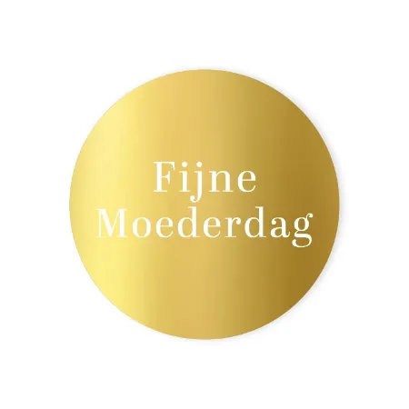 Fijne moederdag sticker - rond D40mm, Goud - mama wensetiket