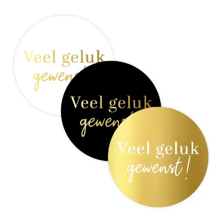 Veel geluk gewenst stickers - 3 soorten