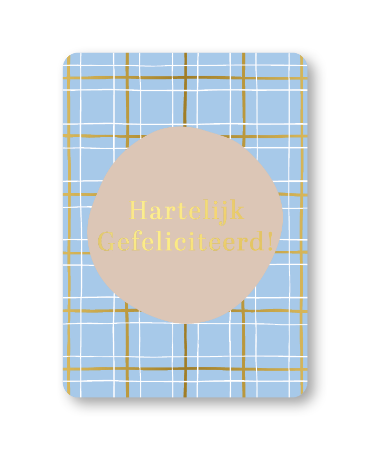 KP® Wenskaarten A6 - Hartelijk gefeliciteerd (grid blauw) - 10 stuks