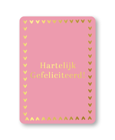 KP® Wenskaarten A6 - Hartelijk gefeliciteerd (roze) - 10 stuks