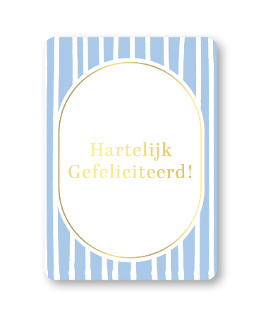 KP® Wenskaarten A6 - Hartelijk gefeliciteerd (blauw stripes) - 10 stuks