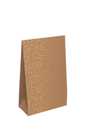 KP® Gift bag - Luxury dots light brown - 13 x 6 x 17,5 + 4cm, 25st