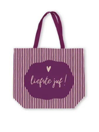 Canvas tas - Liefste juf (soft stripe) - Katoenen tas