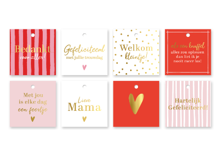KP® Cadeaulabels 60x60mm Voorjaar Voordeelbox - 24 x 30 stuks