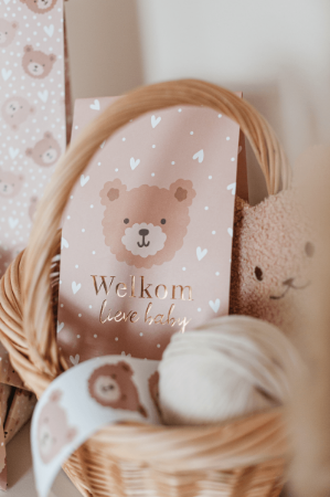 KP® Kraft papieren zakken - Welkom lieve baby 14+8x26cm, 25t