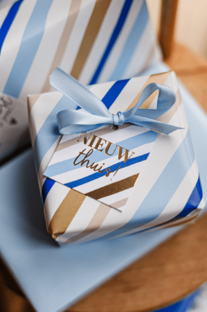 Afbeeldingen van KP® Cadeaupapier 50cm 200m - Painted Lines (blue)