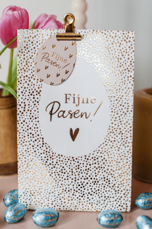 KP® Kraft papieren zakken - Fijne Pasen (luxury dots) 14+8x26cm, 25t