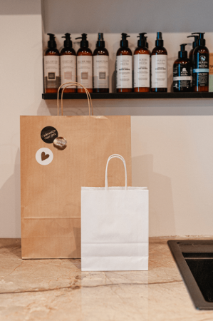 Papieren tasjes, 18+8x22 cm, Wit