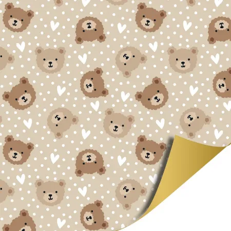 Afbeeldingen van KP® Cadeaupapier 50cm 100m - Little Bear (beige)