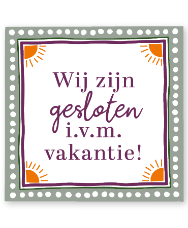 Wij zijn gesloten ivm vakantie - Gesloten raamsticker