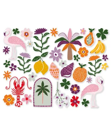 Zomerse Raamstickers in diverse maten - Bohemian Summer - Transparant
