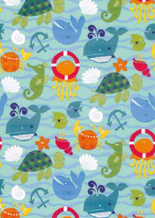 Afbeeldingen van Cadeaupapier Artline Mat 90gr Seaworld 30cm 200m