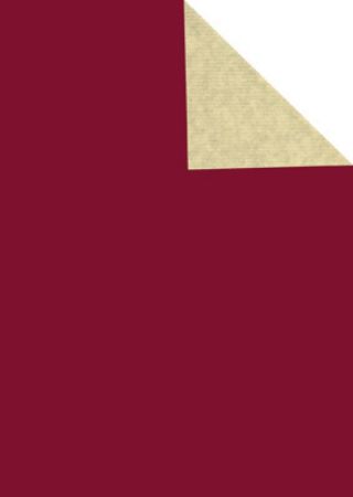 Afbeeldingen van Cadeaupapier Eco Kraft wit 65gr bordeaux/ivory 30cm 200m