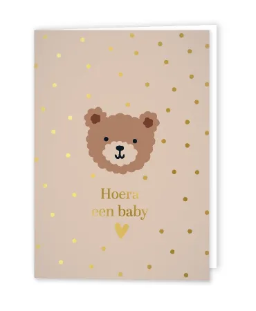KP® Wenskaarten gevouwen - Hoera een baby + beer - 5 stuks