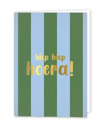 KP® Wenskaarten gevouwen - Hiep Hiep Hoera + stripes - 5 stuks
