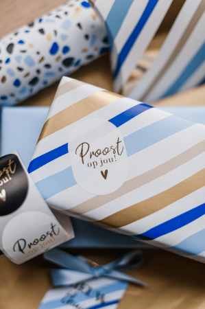 Afbeeldingen van KP® Cadeaupapier 70cm 100m - Painted Lines (blue)