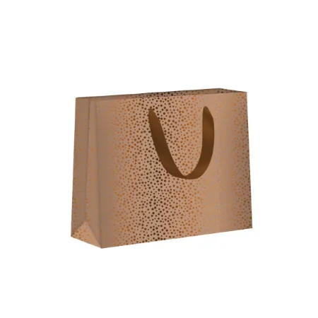  Luxe papieren draagtas met linten handvaten - Luxury dots beige 24x10x18cm, 10st