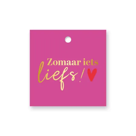 KP® Cadeaulabel - Zomaar iets liefs (roze) - 60x60mm