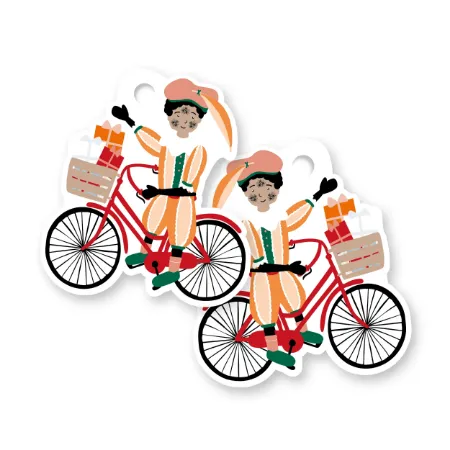 KP® Cadeaulabel - Piet op de fiets - 50x55,5mm