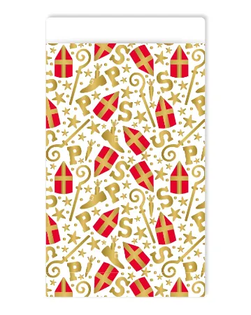 KP® Cadeauzakjes 17x25cm Mijter pret wit 250st