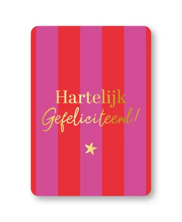 KP® Wenskaarten A6 - Hartelijk gefeliciteerd (roze/rood) - 10 stuks