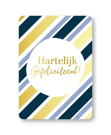KP® Wenskaarten A6 - Hartelijk gefeliciteerd (blauw/goud) - 10 stuks