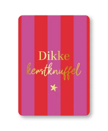 KP® Wenskaarten A6 - Dikke kerstknuffel (stripes) - 10 stuks
