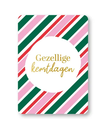 KP® Wenskaarten A6 - Gezellige kerstdagen (Christmas stripes) - 10 stuks