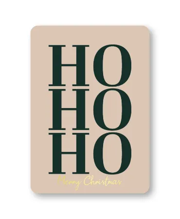 KP® Wenskaarten A6 - Ho Ho Ho Merry Christmas (beige) - 10 stuks