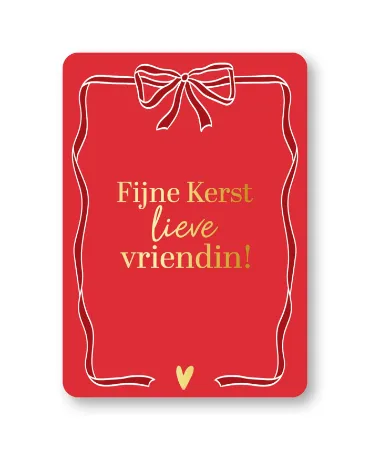 KP® Wenskaarten A6 - Fijne kerst lieve vriendin (rood) - 10 stuks