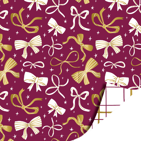 Afbeeldingen van KP® Cadeaupapier 50cm 100m - Bows burgundy purple