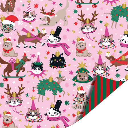 Afbeeldingen van KP® Cadeaupapier 50cm 100m - Christmas pets