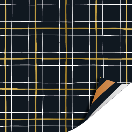 Afbeeldingen van KP® Cadeaupapier 40cm 100m - Grid black/gold
