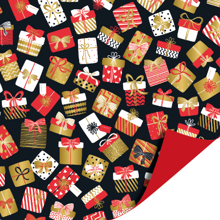 Afbeeldingen van KP® Cadeaupapier 70cm 100m - Kadootjes feest zwart