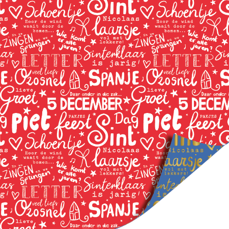 Afbeeldingen van KP® Cadeaupapier 50cm 100m - Letter pret rood