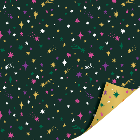 Afbeeldingen van KP® Cadeaupapier 50cm 100m - Shiny stars green
