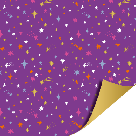 Afbeeldingen van KP® Cadeaupapier 50cm 100m - Shiny stars purple