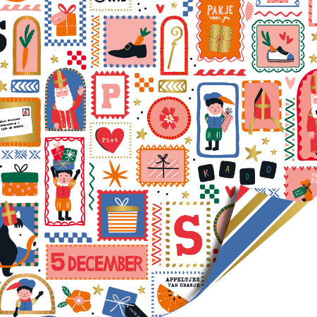 Afbeeldingen van KP® Cadeaupapier 30cm 100m - Sinterklaas pret