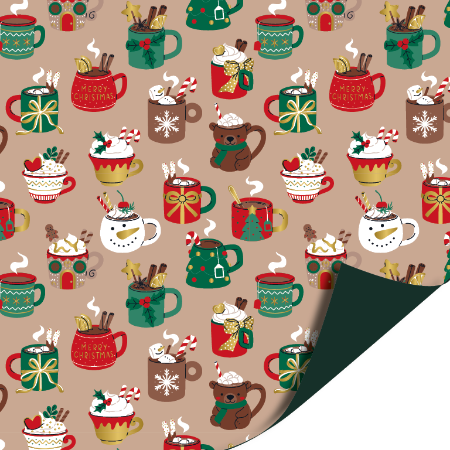 Afbeeldingen van KP® Cadeaupapier 30cm 100m - Xmas mugs