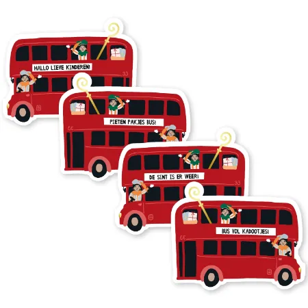 KP® Stickers 64x51mm - Pietenbus (4 varianten) 250p/r