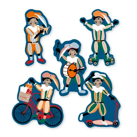 KP® Stickers 60x62mm - Pietenpret (5 varianten) 250p/r