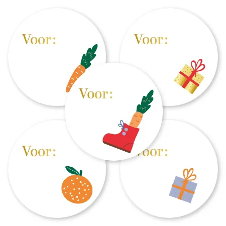 KP® Stickers D50mm - Voor: (Sint) XL (6 varianten) 250p/r